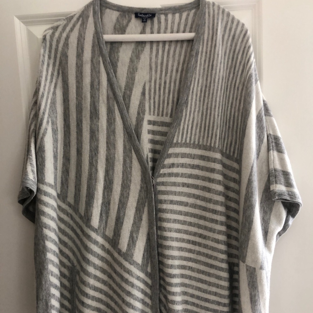 Splendid Gray Grey Striped Short Sleeve Tunic